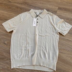 Calvin Klein Men’s Cream Short-Sleeve Knit Polo